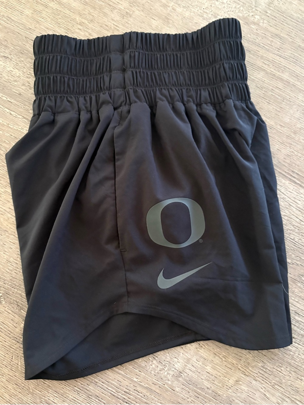 Nike Black Women's Athletic Shorts with Oregon O and Swoosh